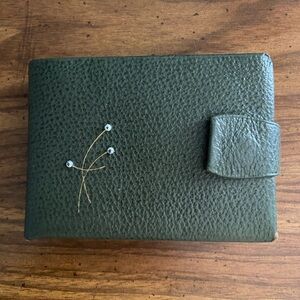 Vintage 40s 50s Leather BiFold Wallet Princess Gardner Olive Green
